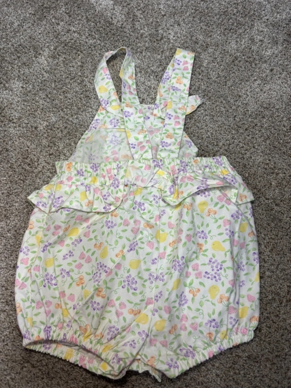 RARE Vintage OshKosh B'gosh Fruit Ruffle Shortalls 24 months USA